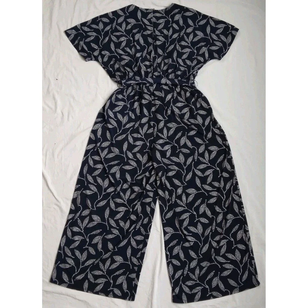 Lane Bryant Kimono Sleeve V-Neck Jersey Jumpsuit Leaves Flowy Chic Boho 14/16 - Picture 9 of 12